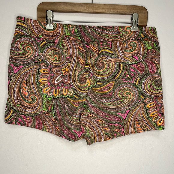 J Crew Boho Retro Hippie Paisley Patterned Women's Chino Shorts Size 12 - Picture 2 of 5